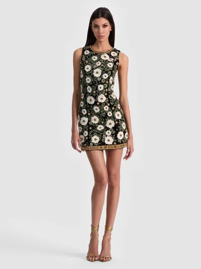 Alice And Olivia Embellished Lindsey Mini Dress In Black