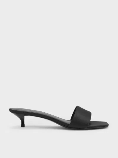 Charles & Keith - Susie Recycled Polyester Kitten-heel Mules In Black