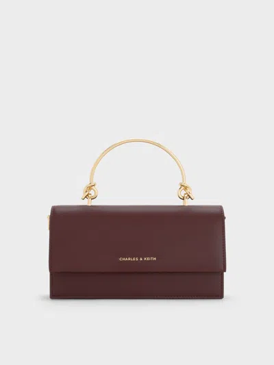 Charles & Keith - Kristine Sculptural-handle Long Wallet In Red