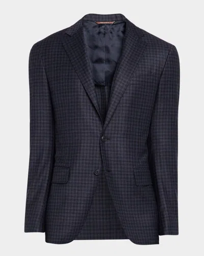 Canali Men's Gingham Wool Stretch Sport Coat In Blue