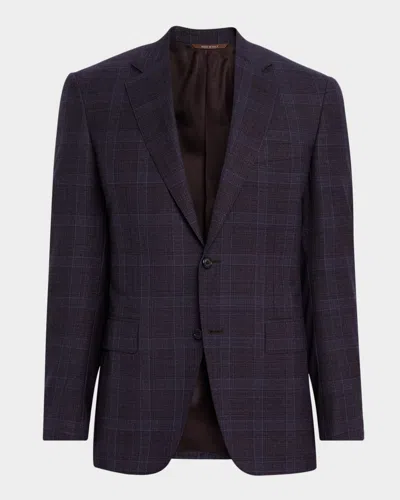Canali Men's Plaid Wool Notch-lapel Sport Coat In Red