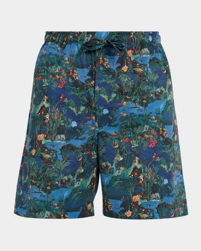 Derek Rose Men's Classic Fit Boxers Cotton Batiste Multi Midnight Jungle Print