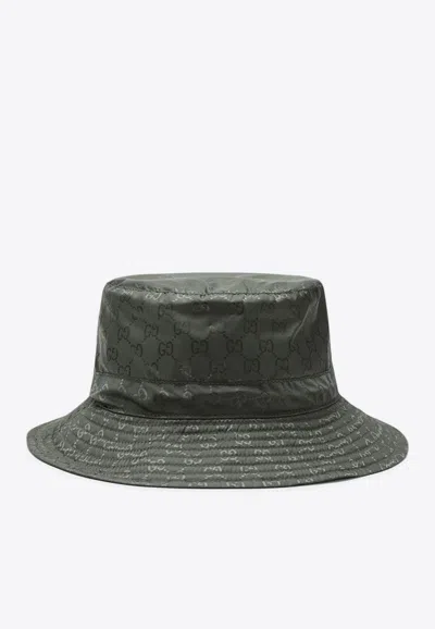 Gucci Reversible Dark Green Nylon Gg Hat Women