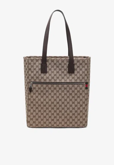 Gucci Large Gg Beige Fabric Shopping Bag Men In Neutral