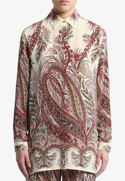 Etro Paisley Print Silk Shirt With Collared Neck In Multi