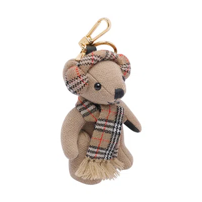 Burberry Checked Wool And Cashmere-blend And Gold-tone Bag Charm In Brown