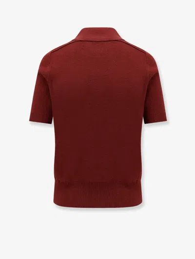 Burberry Bordeaux Wool Polo Shirt In Burgundy