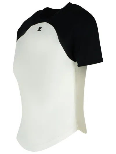 Courrèges Circle Contras T-shirt Woman Black And White In White