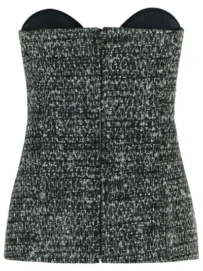 Diesel Bouclé Corset Top With Ultra-low Cut In Black