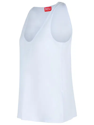 Diesel White Cotton Blend Tank Top Women In Blue