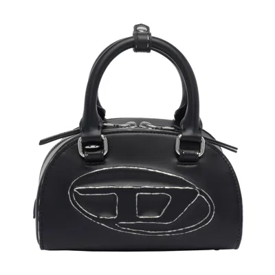 Diesel 1dr Dome-leather Bowling Bag In Black