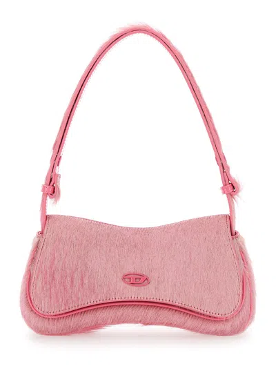 Diesel Play-clutch In Coloured Hairy Leather In Pink