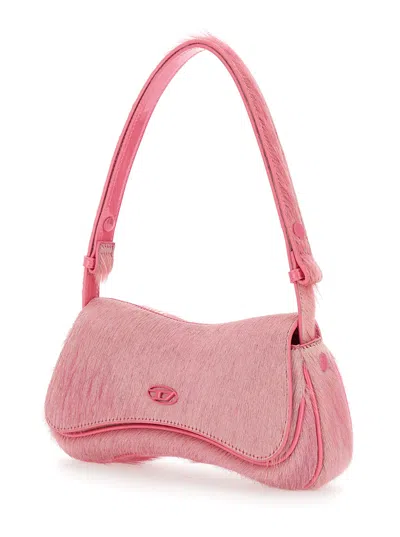 Diesel Play-clutch In Coloured Hairy Leather In Pink