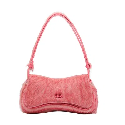 Diesel Play-clutch In Coloured Hairy Leather In Pink
