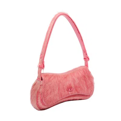 Diesel Play-clutch In Coloured Hairy Leather In Pink
