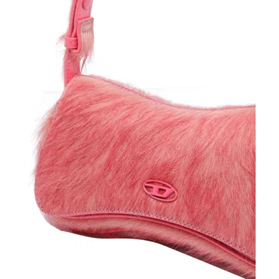 Diesel Play-clutch In Coloured Hairy Leather In Pink