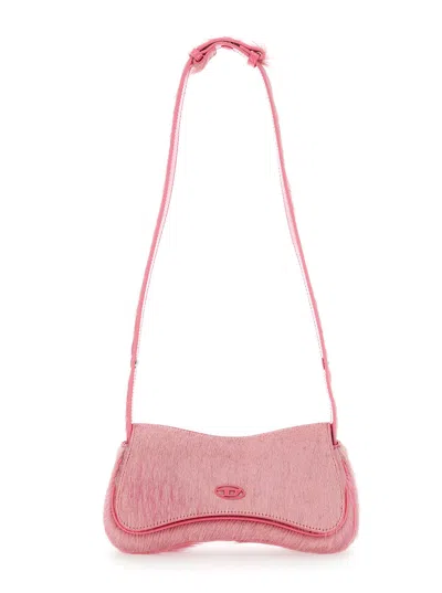 Diesel Play-clutch In Coloured Hairy Leather In Pink
