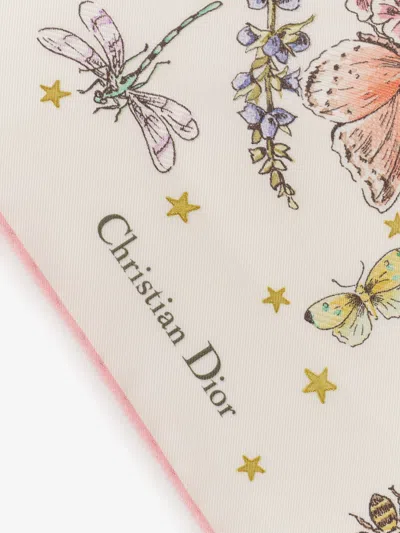Dior Women Flowers Calendar Triangle Silk Foulard In White