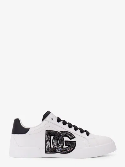 Dolce & Gabbana Calfskin Portofino Light Strobel Sneakers In White