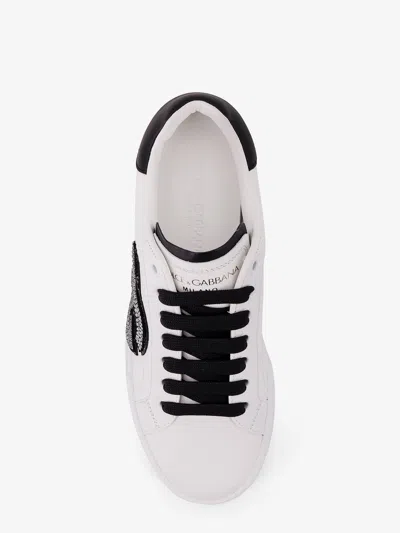 Dolce & Gabbana Calfskin Portofino Light Strobel Sneakers In White