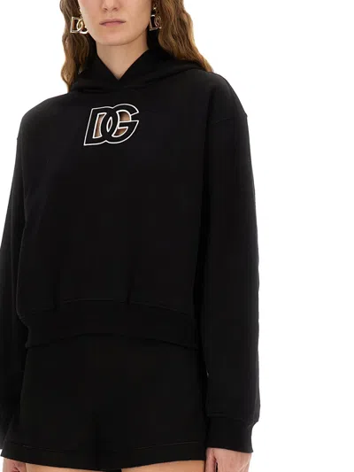 Dolce & Gabbana Sweatshirt With Dg Embroidery In Black