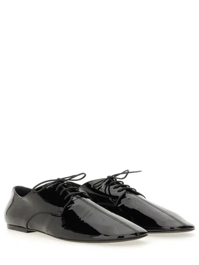 Dries Van Noten Lace-up Patent Leather Pointed Toe Shoes In Black