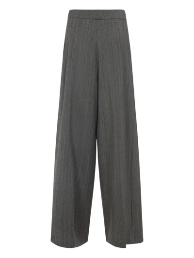Dries Van Noten Wide Gray Wool Palazzo Pants In Gray