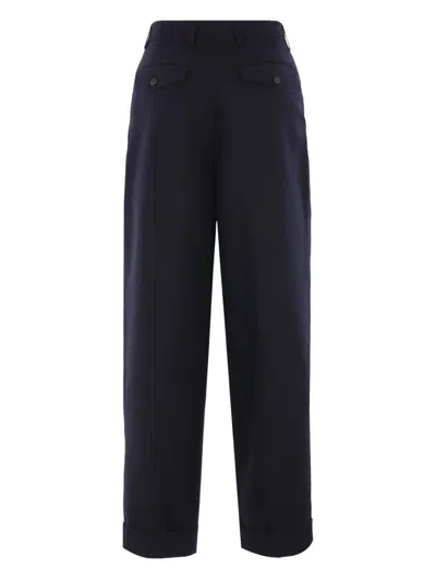 Dries Van Noten Partan Pleated Trousers Cuffed Hem In Blue
