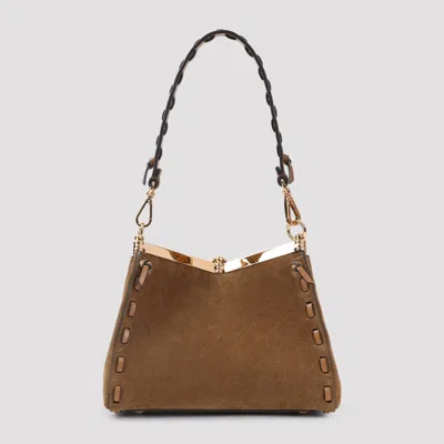 Etro Suede Shoulder Bag Gold Tone Hardware In Brown