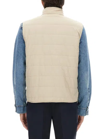 Fay Quilted Vest With High Collar And Padded Texture In Neutral