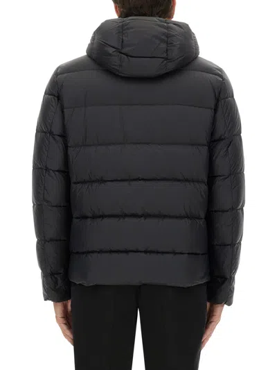 Fay Hooded Quilted Jacket Side Pockets In Black
