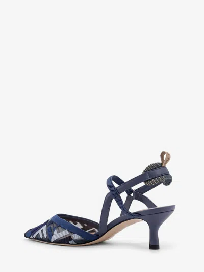 Fendi Ff Embroidery Colibrì Lite Mesh Slingback In Blue