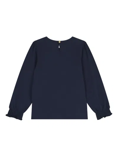 Escada Logo-embellished Long-sleeve Blouse In Blue