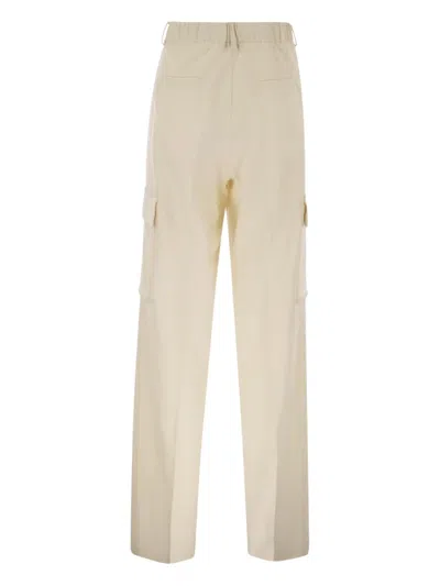 Herno Cargo Trousers In Wool And Viscose Blend In Neutral