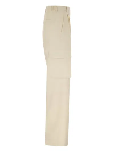 Herno Cargo Trousers In Wool And Viscose Blend In Neutral
