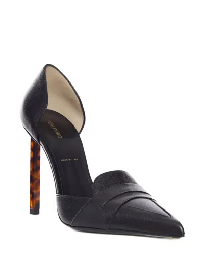 Tom Ford Black Leather High Heel Pumps In Black