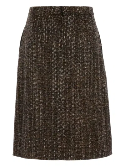 Fendi Rust Wool And Alpaca Skirt In Black