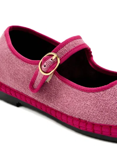 Flabelus Buckled Ballet Flats In Red