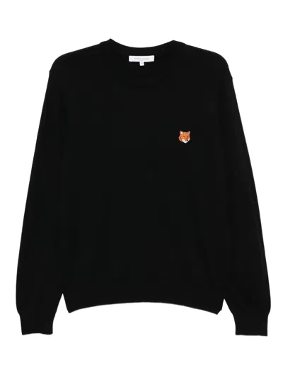 Maison Kitsuné Fox Head Patch Regular Sweatshirt In Black