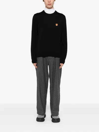 Maison Kitsuné Fox Head Patch Regular Sweatshirt In Black