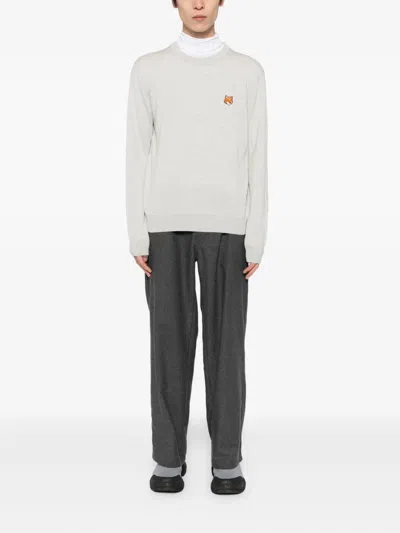 Maison Kitsuné Gray Bold Fox Head Patch Regular Sweater In Gray