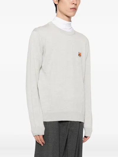 Maison Kitsuné Gray Bold Fox Head Patch Regular Sweater In Gray