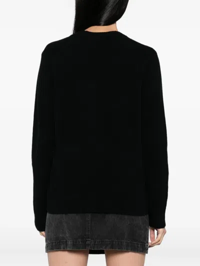 Maison Kitsuné V-neck Long Sleeve Wool Cardigan In Black
