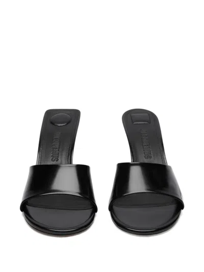 Jacquemus 70mm Leather Open-toe Mules In Black