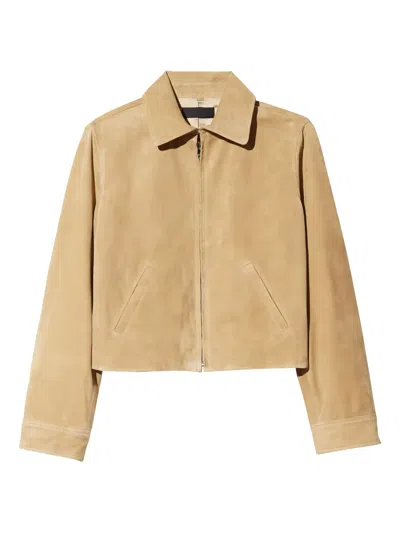 Nili Lotan Beauvais Suede Zip-front Jacket In Brown