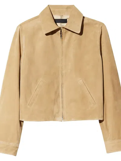 Nili Lotan Beauvais Suede Zip-front Jacket In Brown