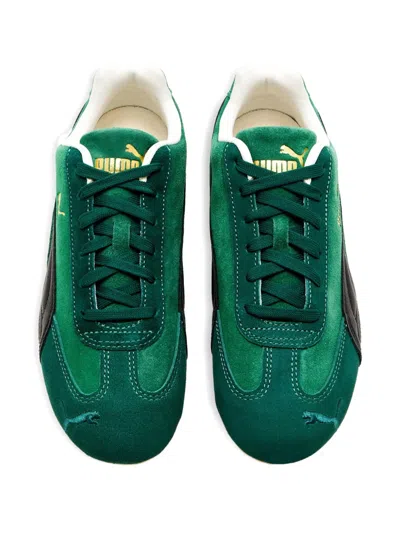 Puma 'speedcat' Green Sneakers With Logo Print On The Side And Logo Lettering On The Side In Suede Unisex In Green