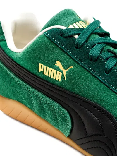 Puma 'speedcat' Green Sneakers With Logo Print On The Side And Logo Lettering On The Side In Suede Unisex In Green