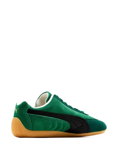 Puma 'speedcat' Green Sneakers With Logo Print On The Side And Logo Lettering On The Side In Suede Unisex In Green