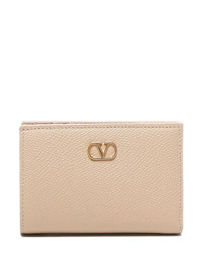 Valentino Logo-plaque Leather Wallet In Neutral
